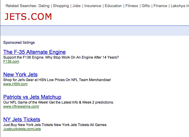 Jets.com Screenshot