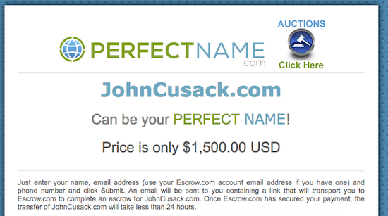 JohnCusack.com Landing Page