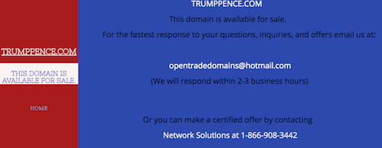 TrumpPence.com Domain Name for Sale