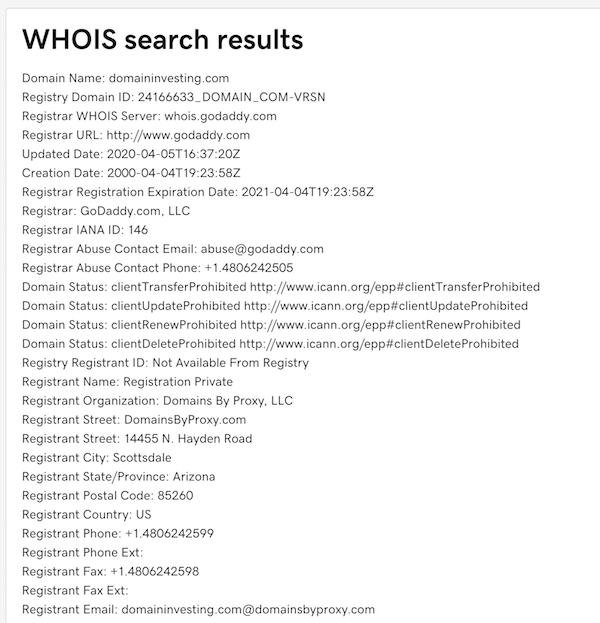 WHOIS Record Information